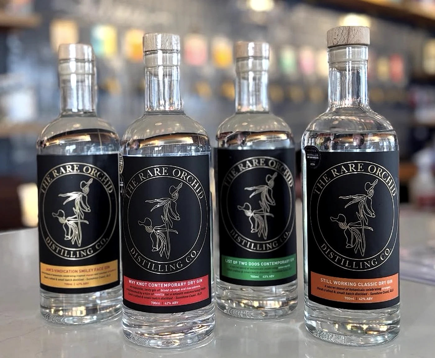 Jam's Vindication beside the rest of the range on the cellar door bar